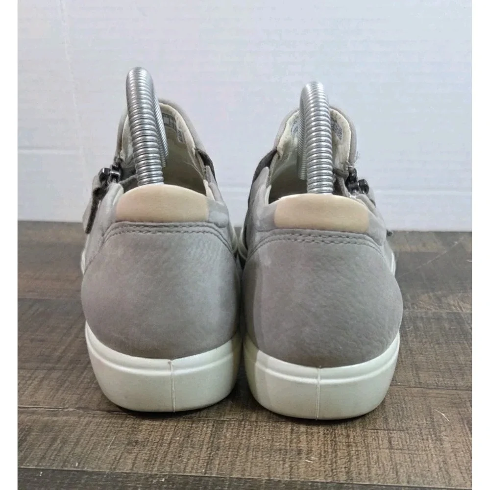 ECCO Soft 7 Slip On With Zipper Sneaker Warm Grey Leather Women's US 7-7.5